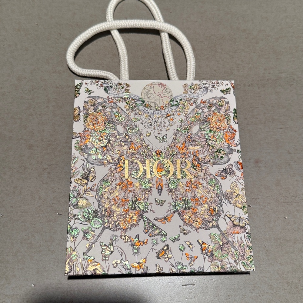 Dior Extra Small White and Gold Butterfly Shopping Bag - Picture 2 of 5